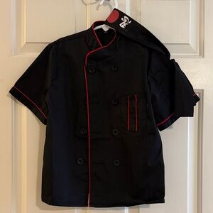 Toddler Black Chef Jacket with Red Trim